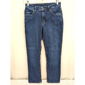 Lee Riders Women High Rise Dark Wash Straight Leg Blue Jeans Size 12 P